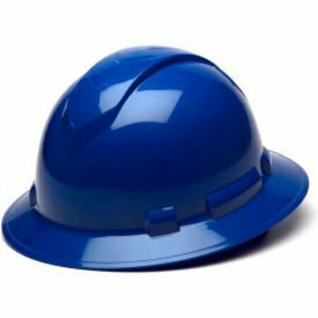 PYRAMEX Ridgeline Full Brim Hard Hat, Blue, Full Brim 4-Point Ratchet Suspension HP54160